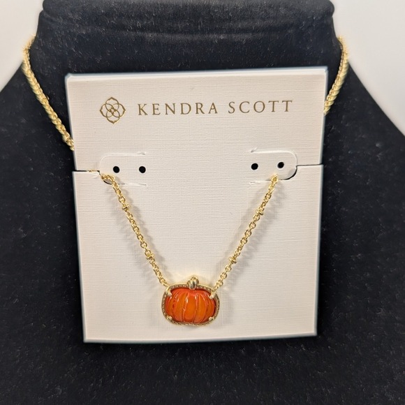 Kendra Scott Jewelry - Kendra Scott Pumpkin Pendant Necklace Orange Gold Tone Fall Autumn - NEW